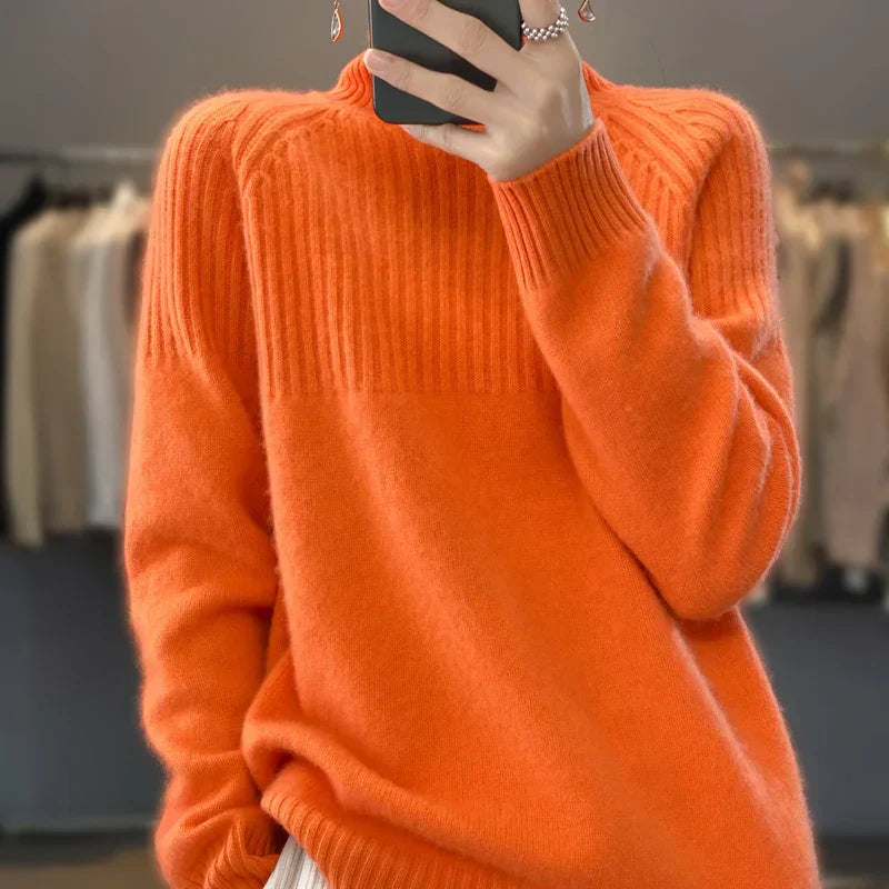 Luan Jersey Cuello Alto para Mujer – Suéter Elegante Invierno Casual Chic