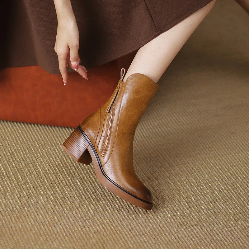 Kailani Botines de Cuero para Mujer – Botas Elegantes Premium Cómodas y Chic