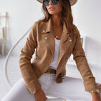 Marigold Chaqueta Biker de Antelina para Mujer – Cazadora Camel Elegante Chic