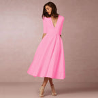 Ivoire Vestido Midi para Mujer – Vestido de Algodón Elegante Ajustado Chic