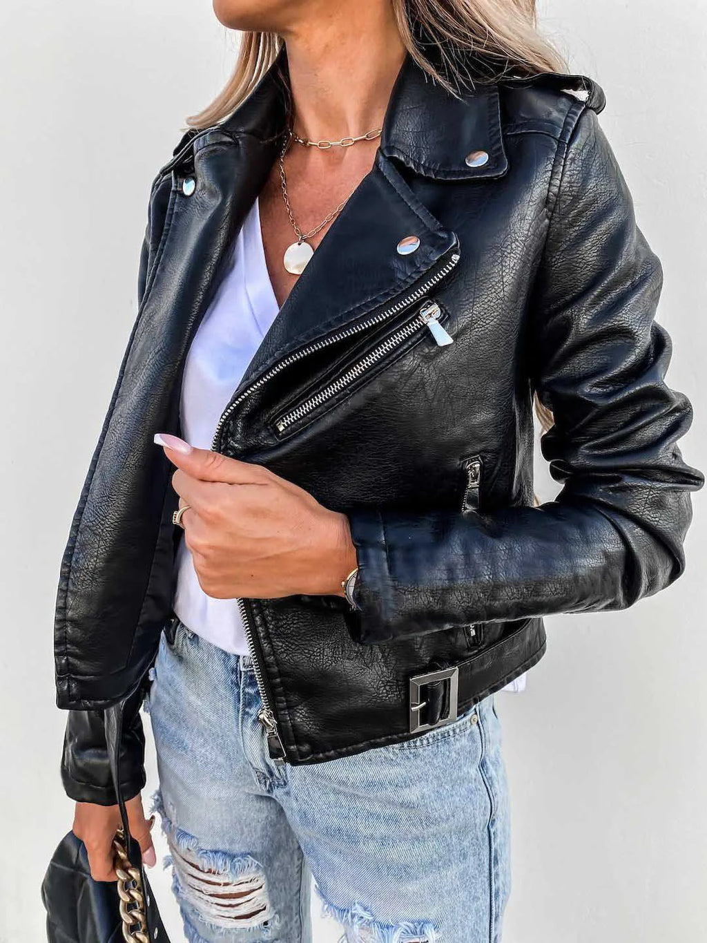 Maxine Chaqueta de Cuero para Mujer – Cazadora Elegante Chic Atemporal
