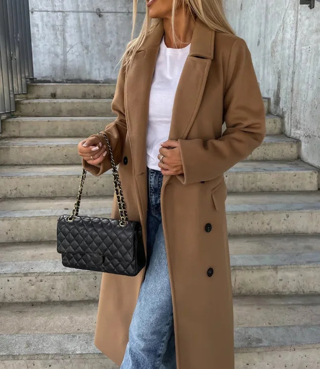 Grace Abrigo de Lana para Mujer – Abrigo Largo Elegante Cruzado Premium Chic