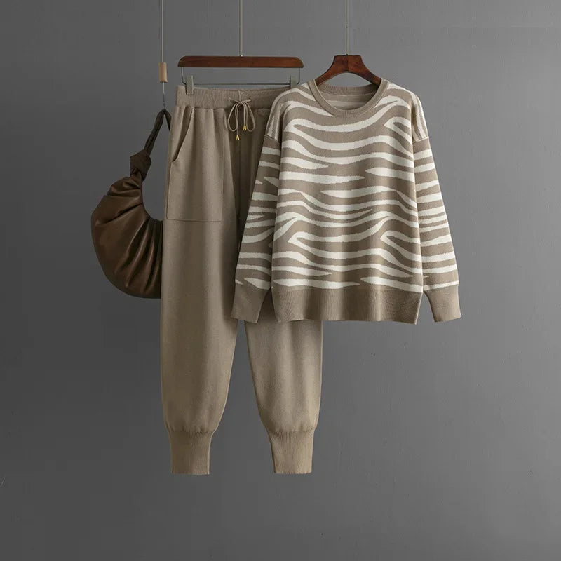 Delaney Conjunto de Cachemira para Mujer – Set Zebra Elegante y Suave Chic