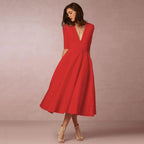 Ivoire Vestido Midi para Mujer – Vestido de Algodón Elegante Ajustado Chic