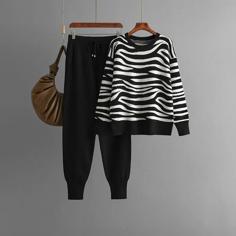 Delaney Conjunto de Cachemira para Mujer – Set Zebra Elegante y Suave Chic