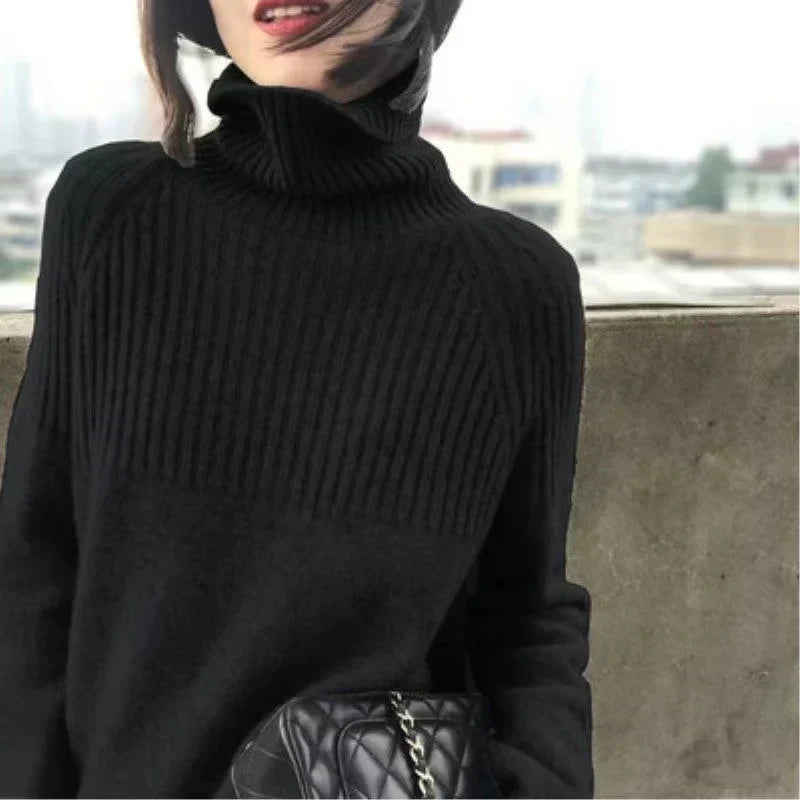 Luan Jersey Cuello Alto para Mujer – Suéter Elegante Invierno Casual Chic