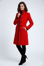 Camila Trench de Invierno para Mujer – Abrigo Elegante Entallado con Cuello Alto