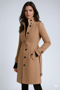 Camila Trench de Invierno para Mujer – Abrigo Elegante Entallado con Cuello Alto