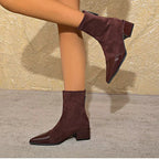Grace Botines de Tacón para Mujer – Botas Elegantes de Ante con Detalles Brillantes