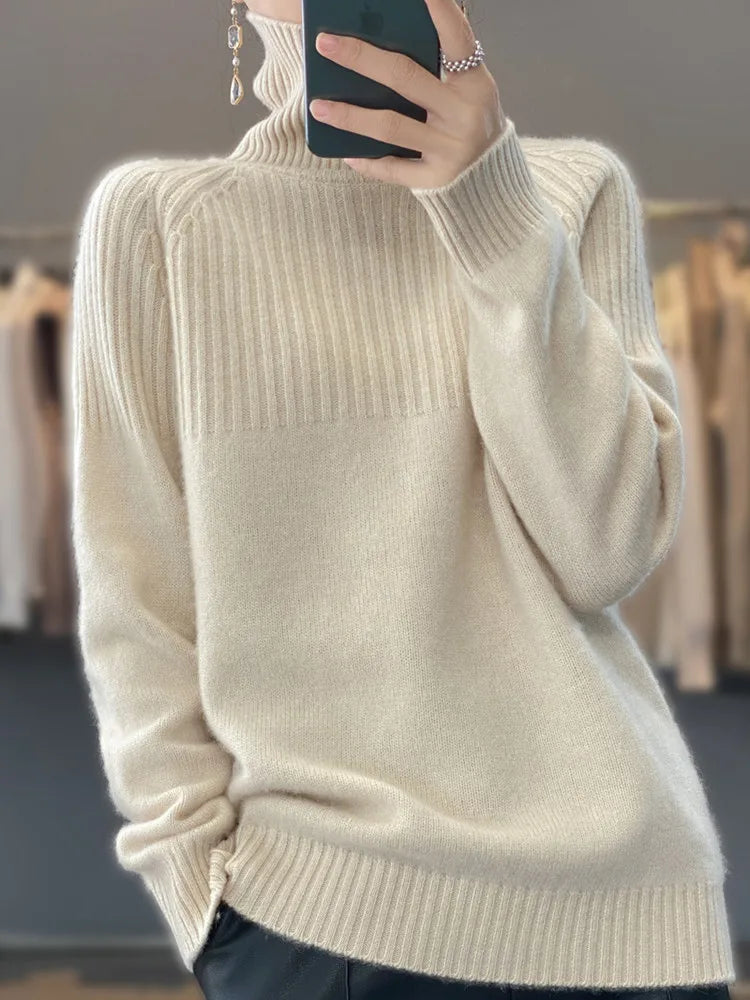 Luan Jersey Cuello Alto para Mujer – Suéter Elegante Invierno Casual Chic