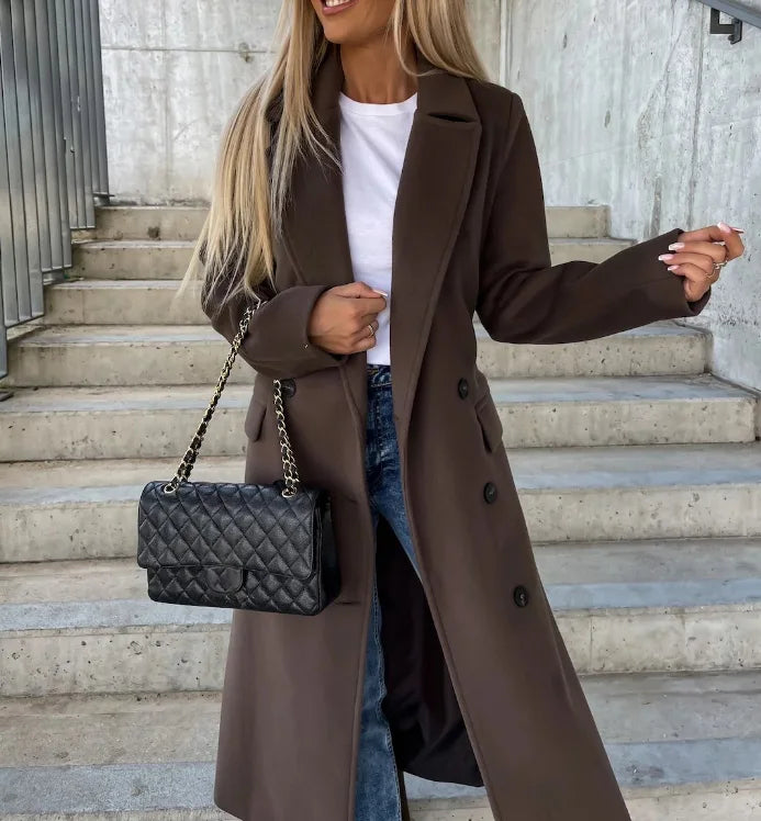 Talia Abrigo Largo para Mujer – Trench Elegante Cruzado de Invierno Chic