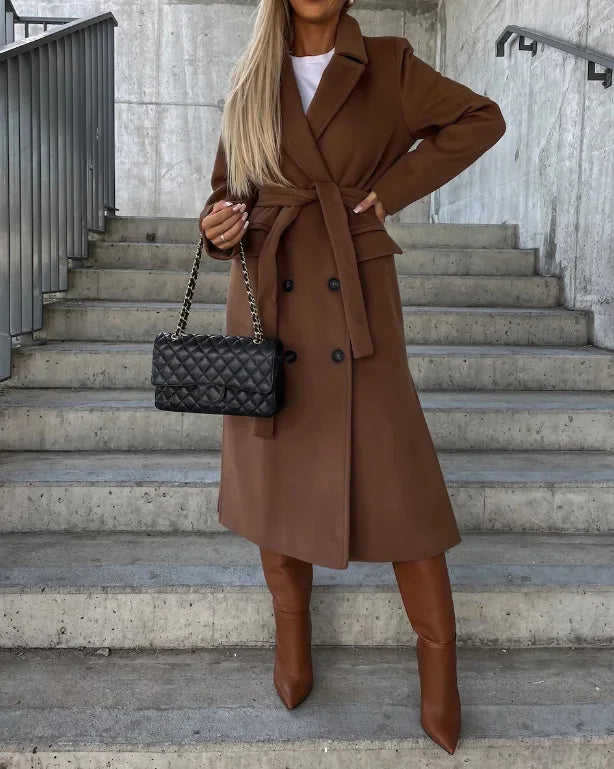 Grace Abrigo de Lana para Mujer – Abrigo Largo Elegante Cruzado Premium Chic