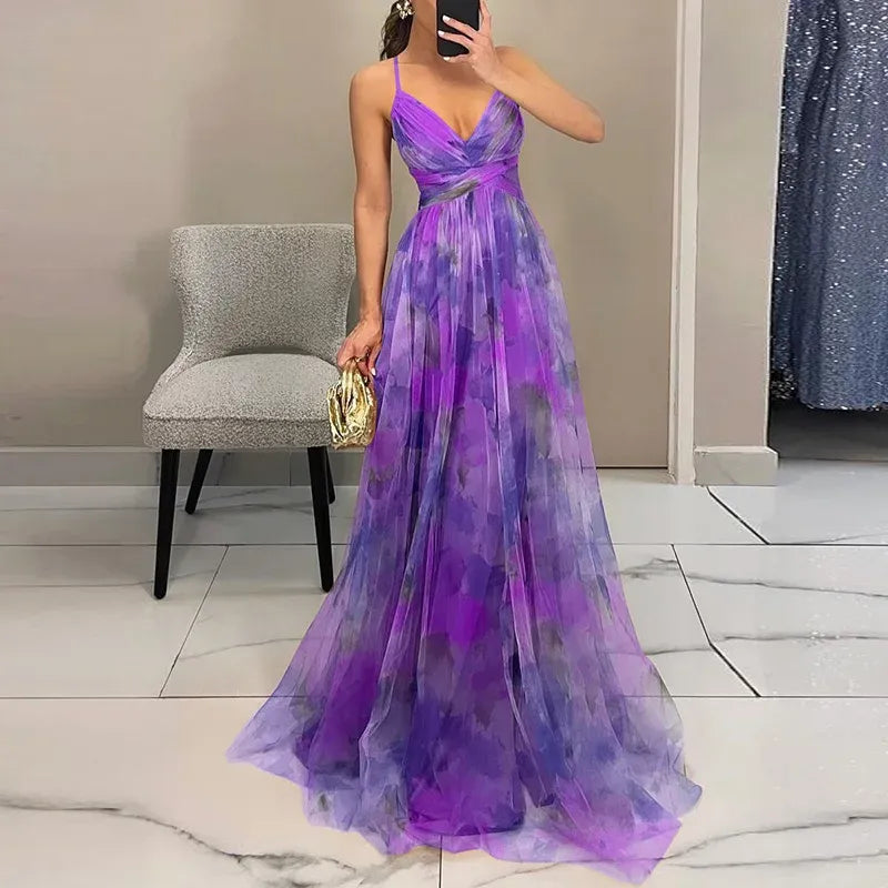 Bella Vestido Largo Floral para Mujer – Vestido Veraniego Elegante y Fluido Chic