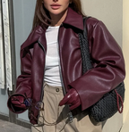 Celeste Chaqueta Bomber para Mujer – Cazadora Polipiel Oversize Chic