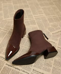Grace Botines de Tacón para Mujer – Botas Elegantes de Ante con Detalles Brillantes