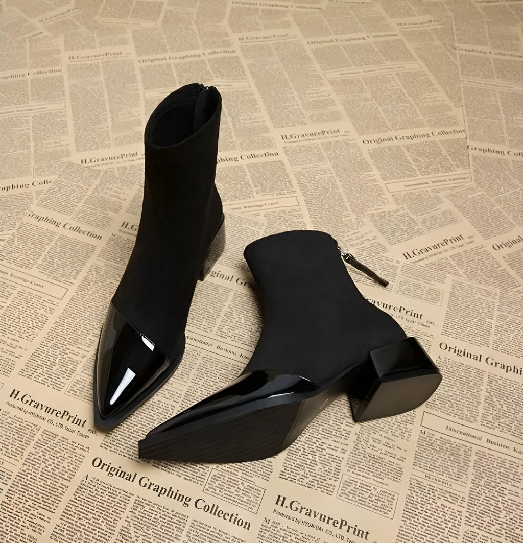 Grace Botines de Tacón para Mujer – Botas Elegantes de Ante con Detalles Brillantes