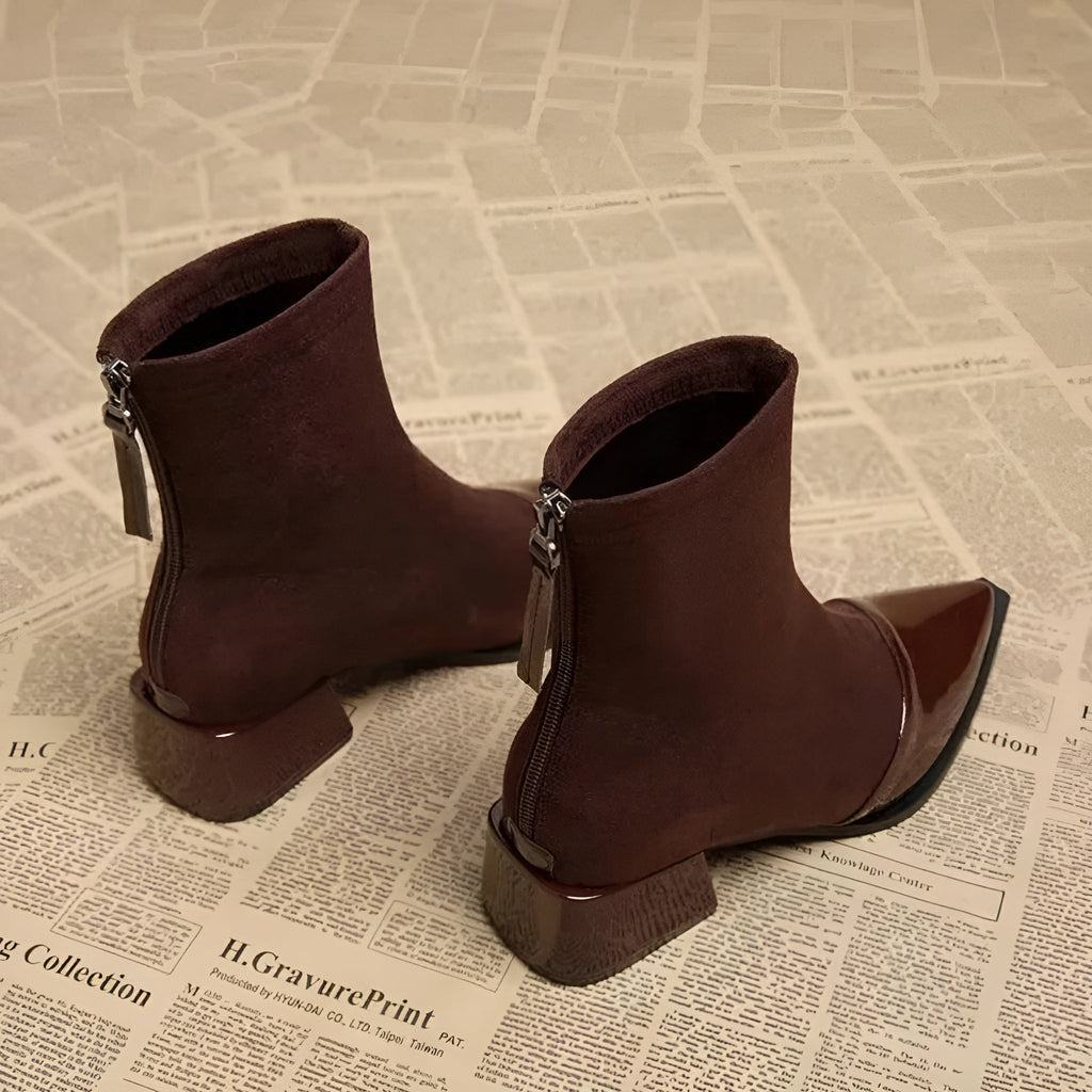 Grace Botines de Tacón para Mujer – Botas Elegantes de Ante con Detalles Brillantes