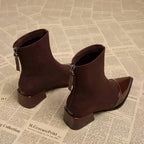 Grace Botines de Tacón para Mujer – Botas Elegantes de Ante con Detalles Brillantes