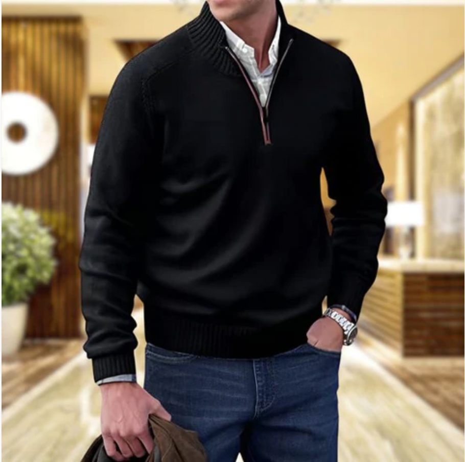 Adrian Jersey con Cremallera para Hombre – Suéter Elegante Cachemira Chic