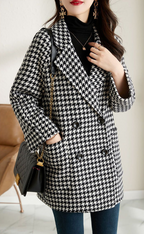 Audrey Chaqueta de Cuadros para Mujer – Abrigo Oversize Vintage Chic Elegante