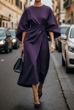 Louise Vestido Elegante para Mujer – Vestido Fluido con Mangas Abullonadas Chic