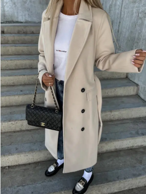 Talia Abrigo Largo para Mujer – Trench Elegante Cruzado de Invierno Chic