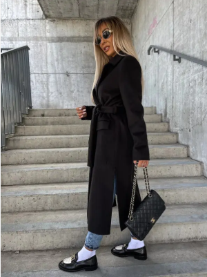 Talia Abrigo Largo para Mujer – Trench Elegante Cruzado de Invierno Chic