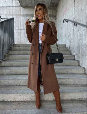 Talia Abrigo Largo para Mujer – Trench Elegante Cruzado de Invierno Chic