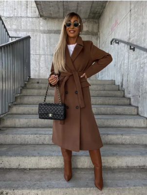 Talia Abrigo Largo para Mujer – Trench Elegante Cruzado de Invierno Chic