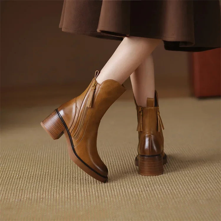 Kailani Botines de Cuero para Mujer – Botas Elegantes Premium Cómodas y Chic