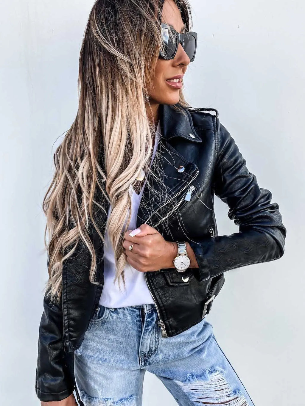 Maxine Chaqueta de Cuero para Mujer – Cazadora Elegante Chic Atemporal