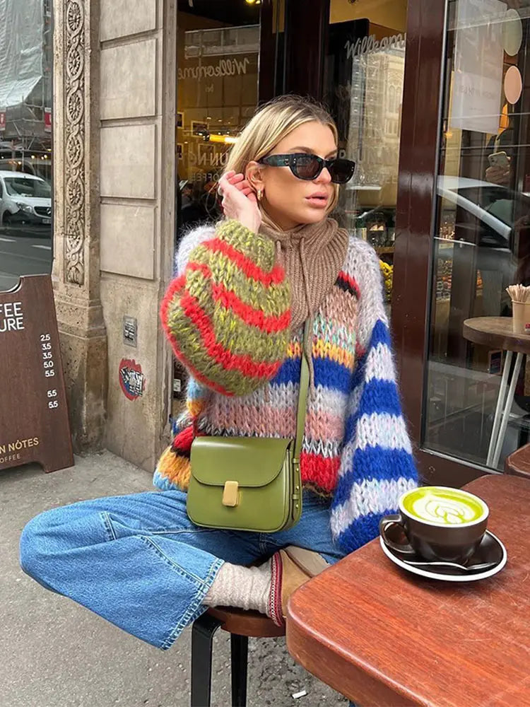 Zoey Jersey de Mohair para Mujer – Suéter Multicolor Elegante y Cálido