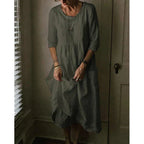 Félesca Vestido Maxi para Mujer – Vestido Largo Algodón Lino Verano Chic