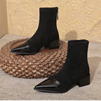 Grace Botines de Tacón para Mujer – Botas Elegantes de Ante con Detalles Brillantes