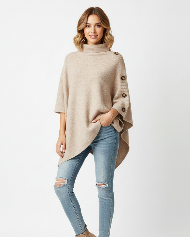 Elayne Poncho de Lana para Mujer – Capa Oversize Elegante Invierno Chic