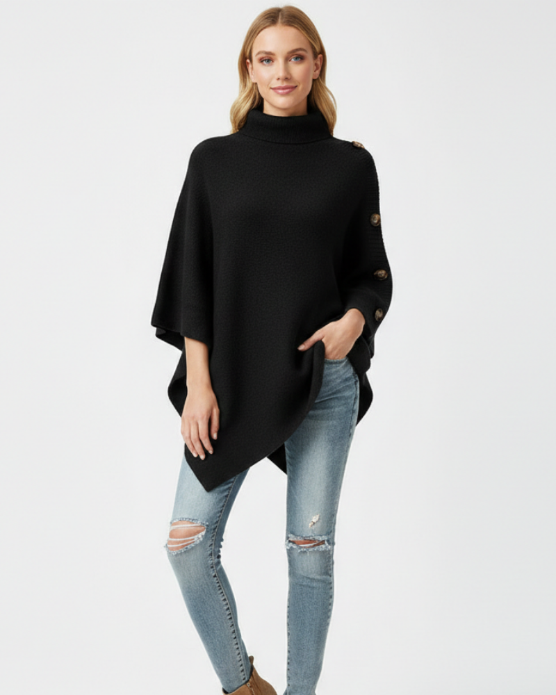 Elayne Poncho de Lana para Mujer – Capa Oversize Elegante Invierno Chic