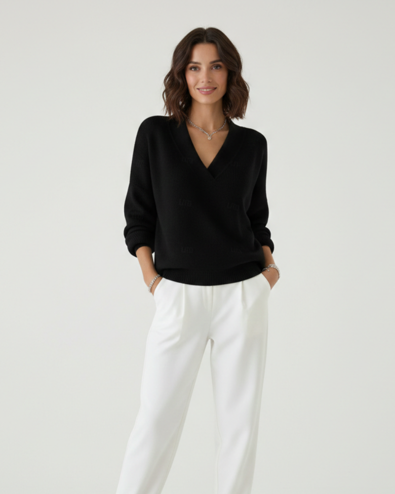 Alexandra Jersey Cuello V para Mujer – Suéter Elegante Casual Invierno Chic