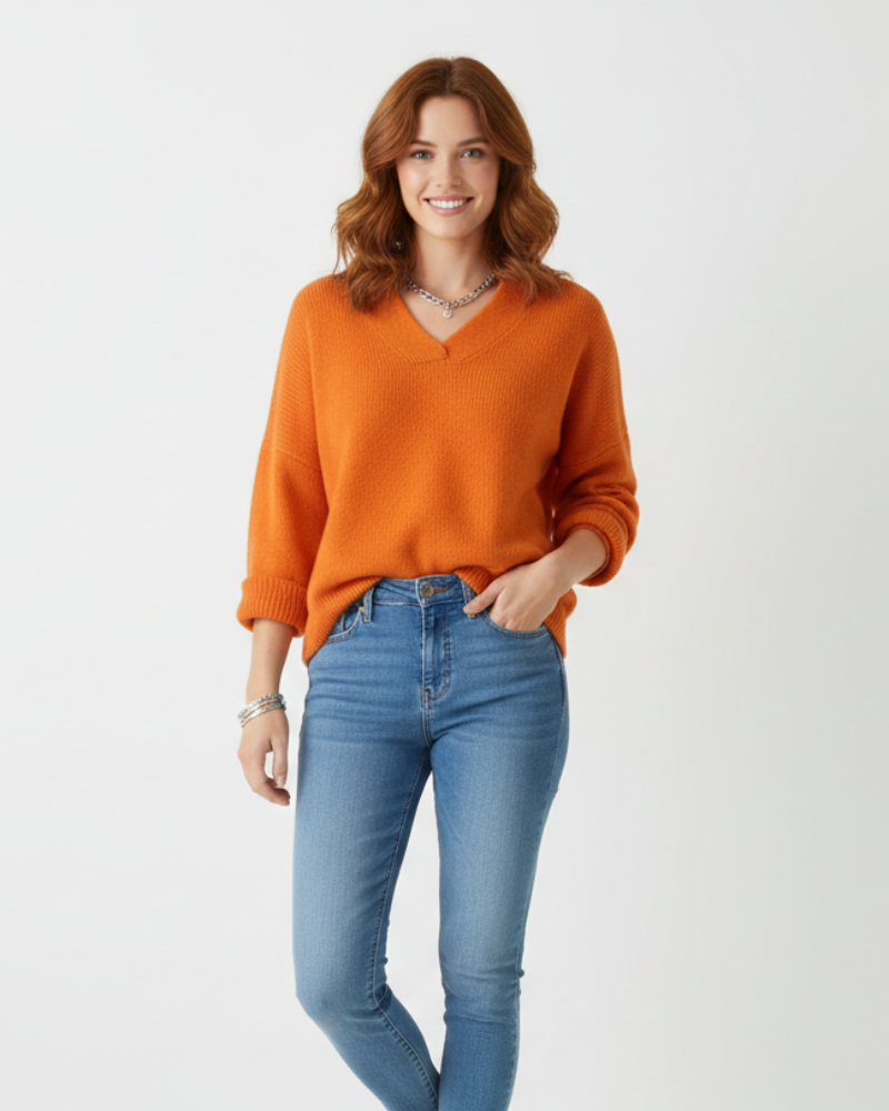 Alexandra Jersey Cuello V para Mujer – Suéter Elegante Casual Invierno Chic