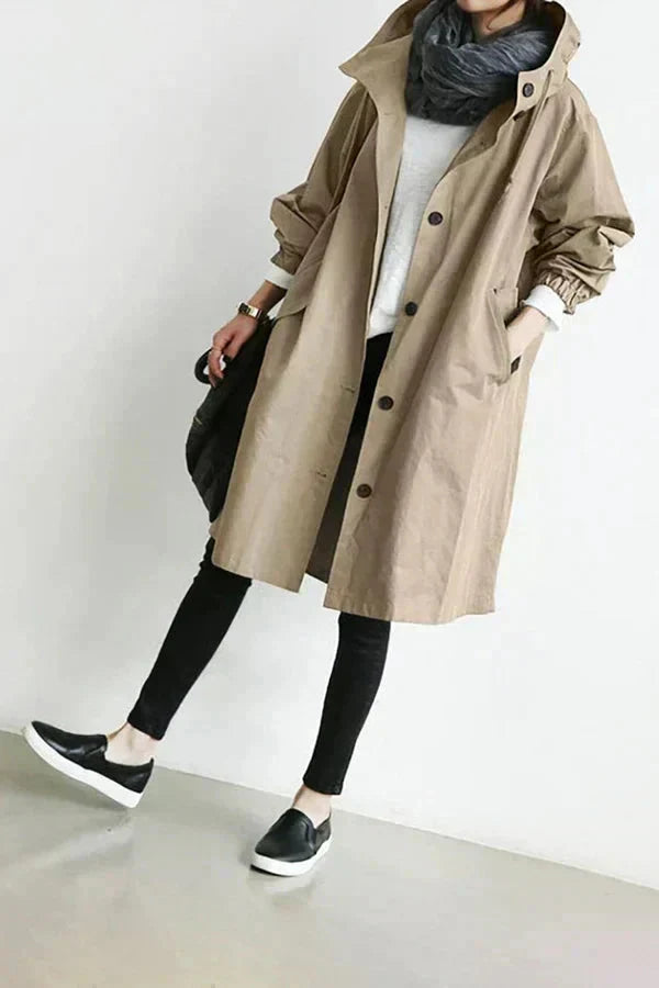 Elizabeth Abrigo de Lluvia para Mujer – Chaqueta Impermeable Elegante con Capucha
