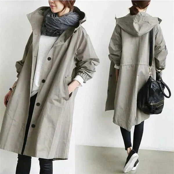Elizabeth Abrigo de Lluvia para Mujer – Chaqueta Impermeable Elegante con Capucha