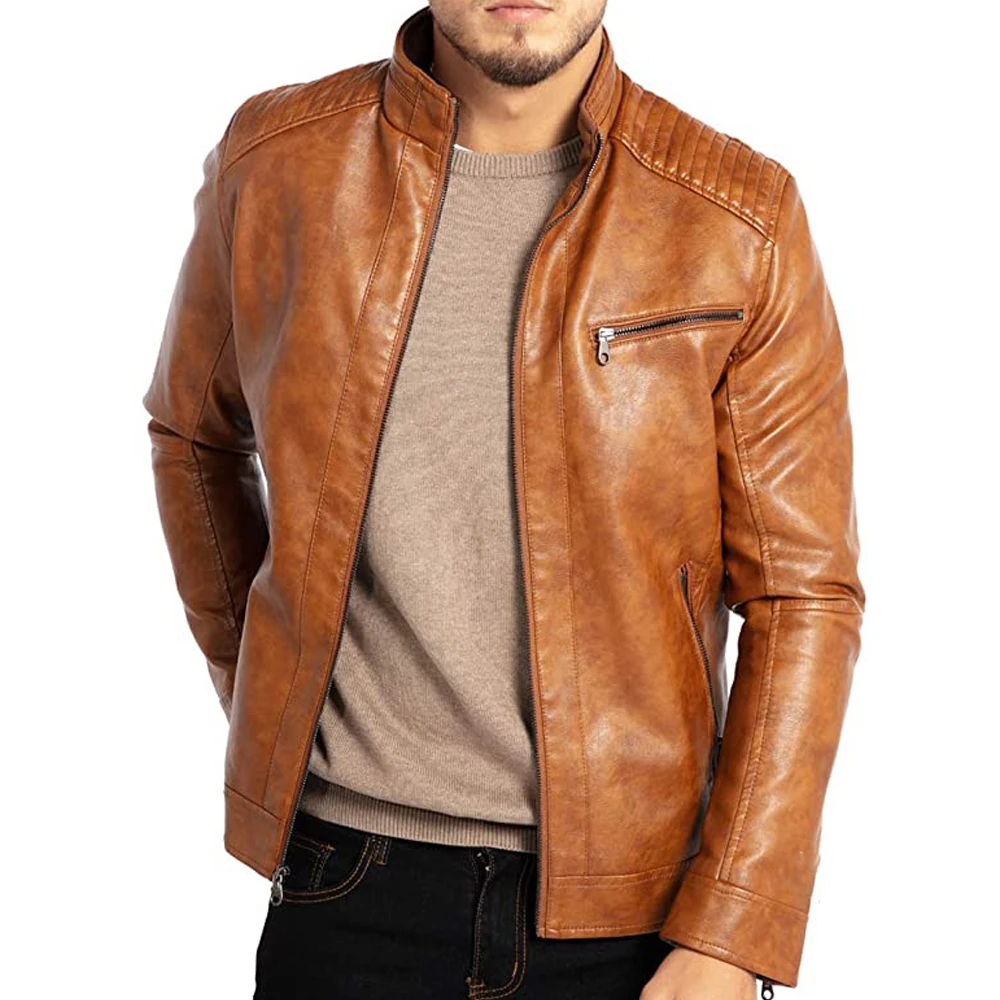Marlon Chaqueta de Cuero para Hombre – Cazadora Vintage Elegante Retro Chic