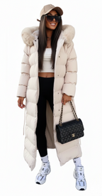 Vera Abrigo Largo de Invierno para Mujer – Chaqueta Acolchada Elegante con Pelo
