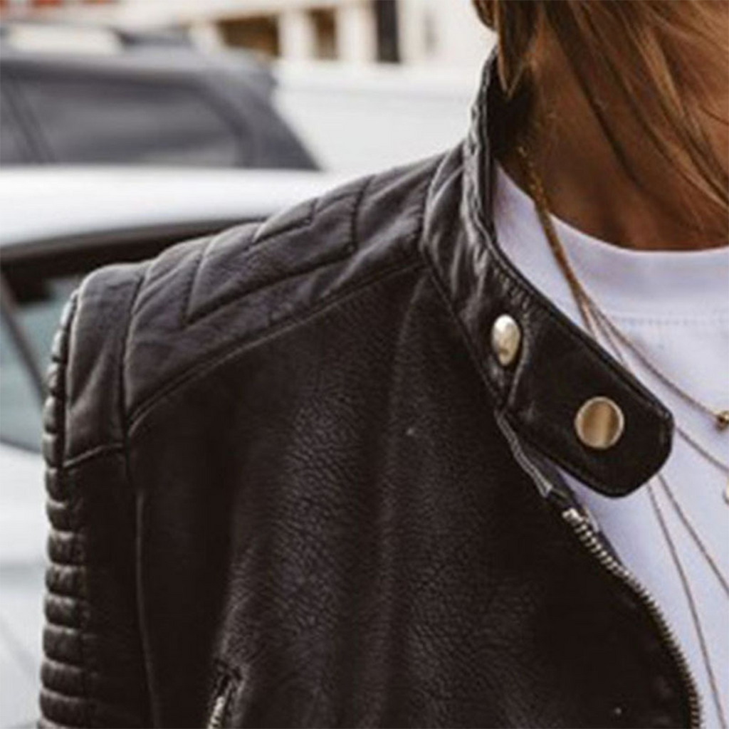 Juliet Chaqueta de Cuero para Mujer – Cazadora Ajustada Elegante Chic Premium