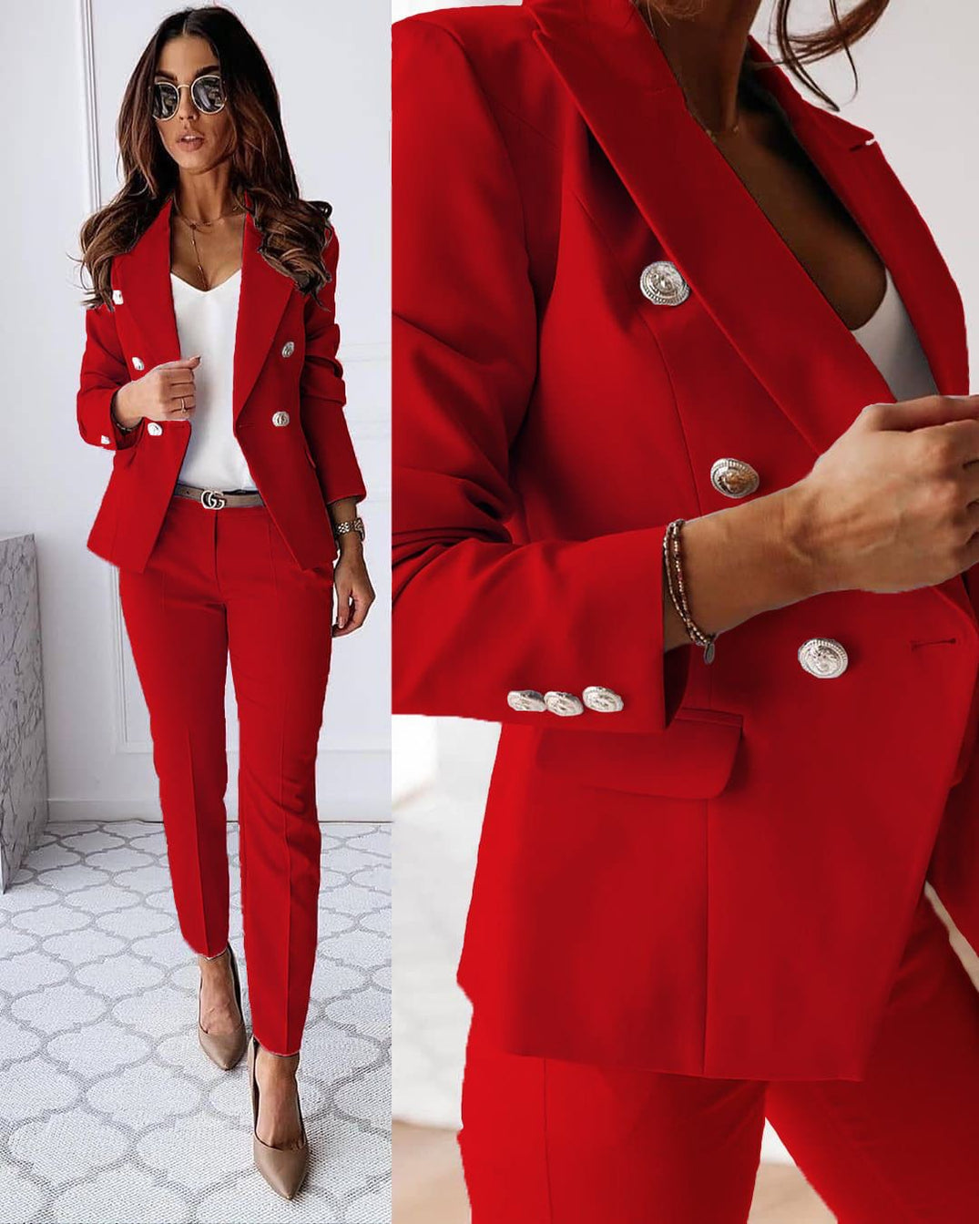 Elena Traje Elegante para Mujer – Blazer Sofisticado y Pantalón Ajustado Formal