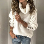 Emma Jersey Cuello Alto para Mujer – Suéter Elegante Invierno Chic Botones