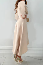 Tessa Vestido Elegante para Mujer – Vestido Escote V Manga Larga Chic