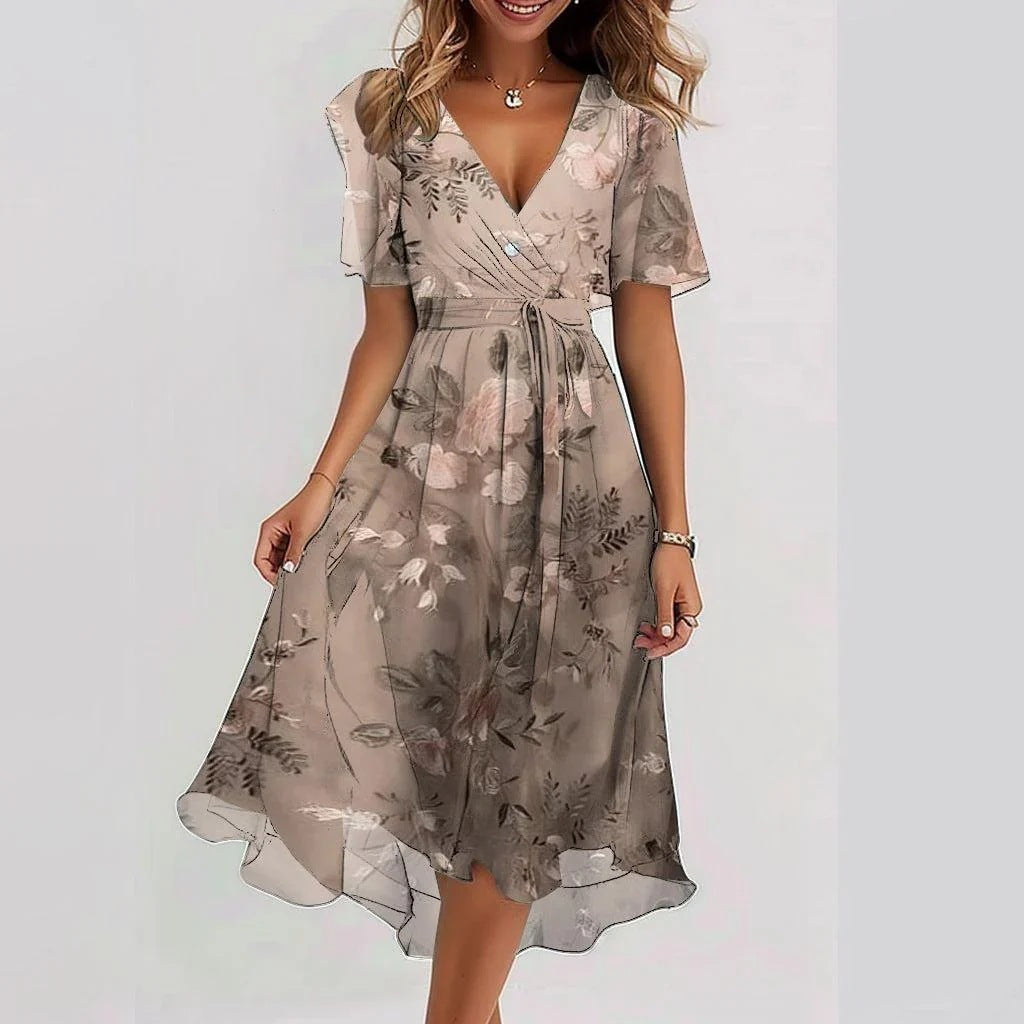 Clara Vestido para Mujer – Vestido Elegante Casual Chic Manga Corta