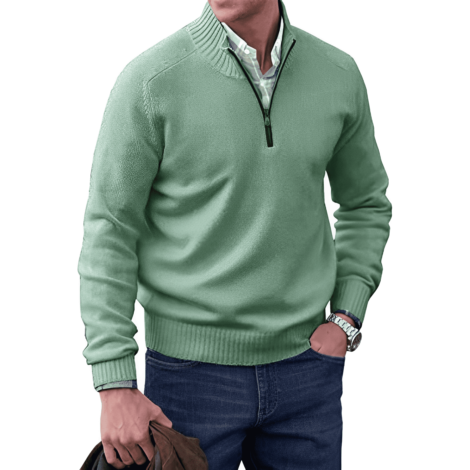 Adrian Jersey con Cremallera para Hombre – Suéter Elegante Cachemira Chic