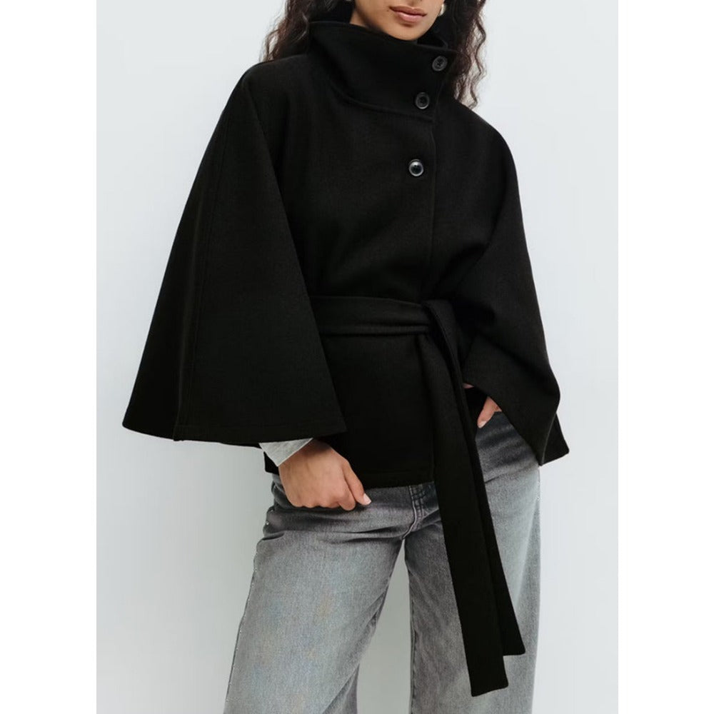 Charlotte Abrigo Capa para Mujer – Abrigo Elegante de Invierno con Cinturón