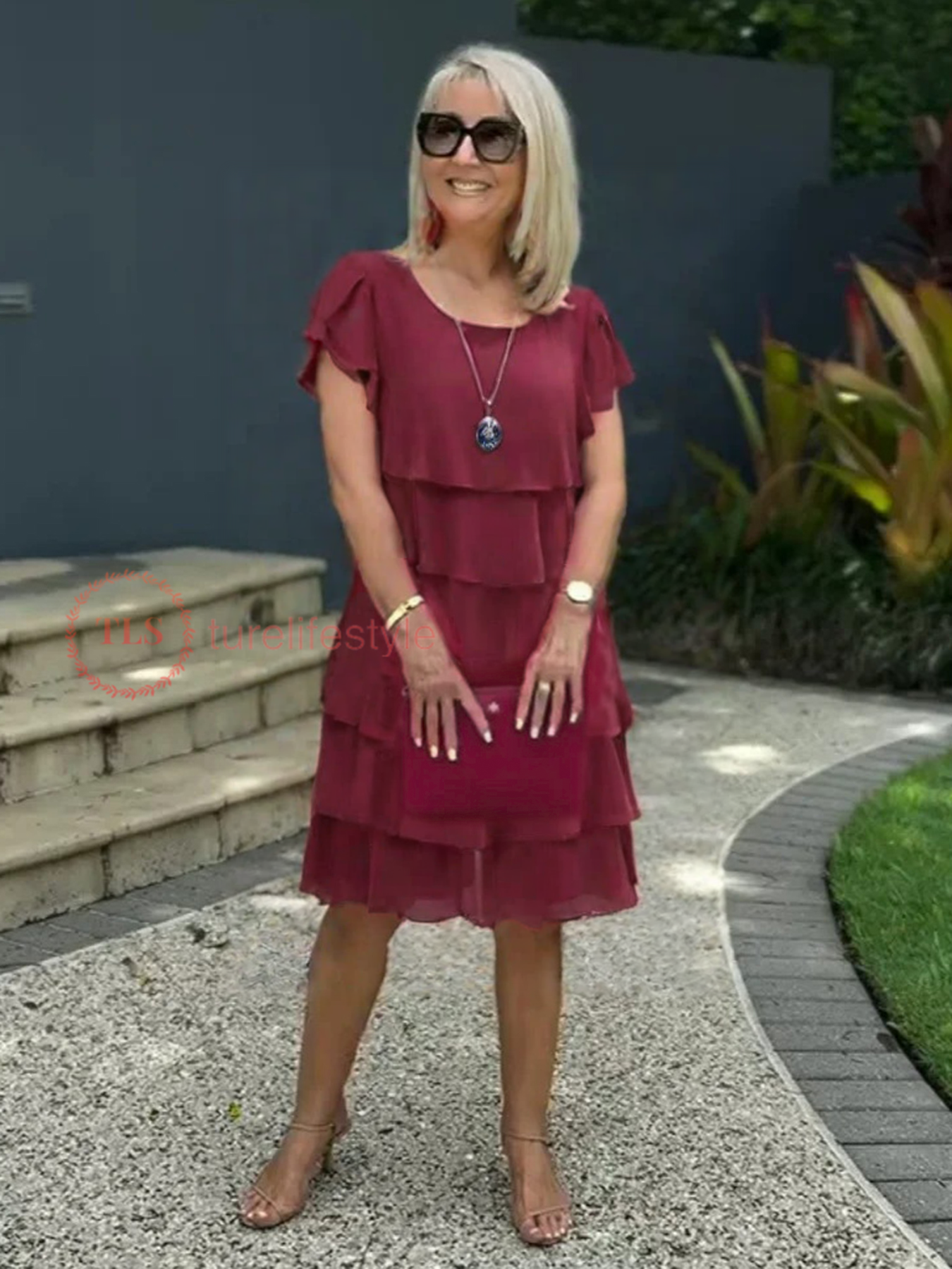 Giselle Vestido Midi de Chifón para Mujer – Vestido Elegante Asimétrico Chic